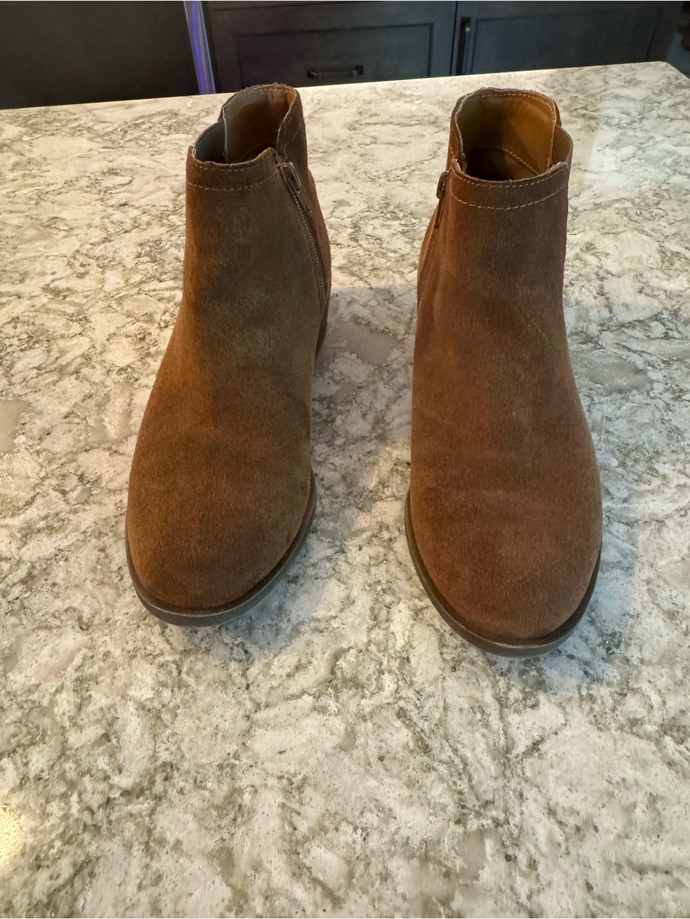 Kensie Brown Suede Ankle Booties with Side Zip